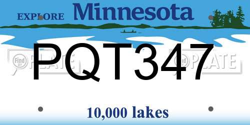 PQT347 Minnesota License Plate