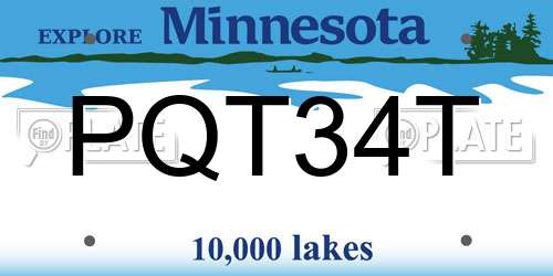 PQT34T Minnesota License Plate