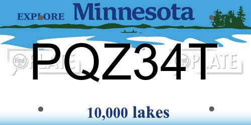 PQZ34T Minnesota License Plate
