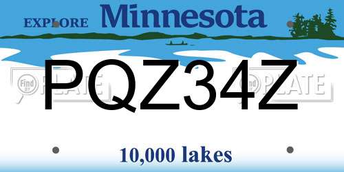 PQZ34Z Minnesota License Plate