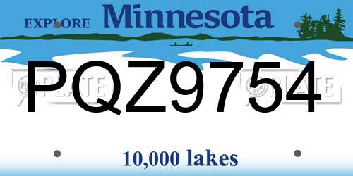 PQZ9754 Minnesota License Plate