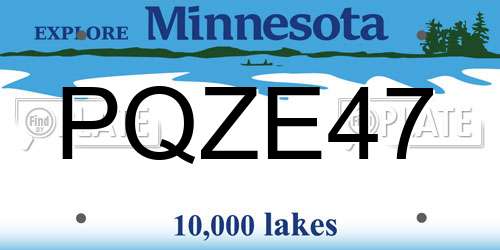 PQZE47 Minnesota License Plate