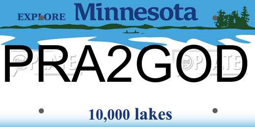 PRA2GOD Minnesota License Plate