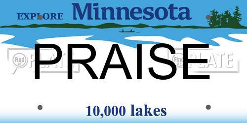 PRAISE Minnesota License Plate