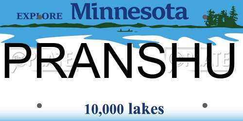 PRANSHU Minnesota License Plate