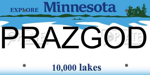 PRAZGOD Minnesota License Plate