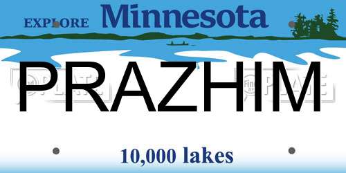 PRAZHIM Minnesota License Plate
