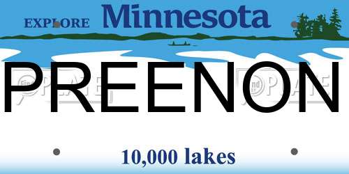 PREENON Minnesota License Plate