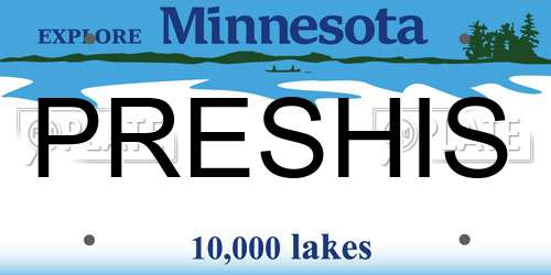 PRESHIS Minnesota License Plate