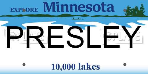 PRESLEY Minnesota License Plate