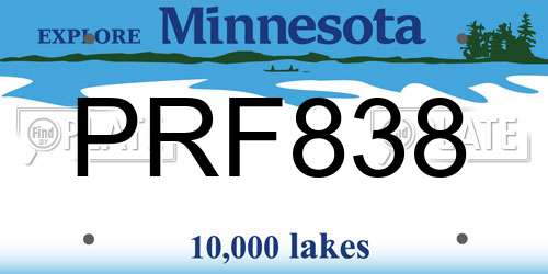 PRF838 Minnesota License Plate