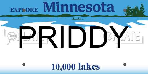 PRIDDY Minnesota License Plate
