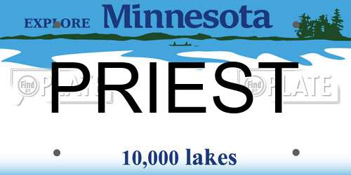 PRIEST Minnesota License Plate