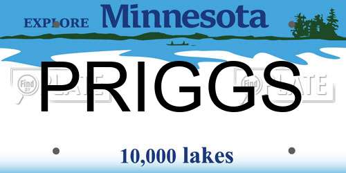 PRIGGS Minnesota License Plate