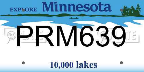 PRM639 Minnesota License Plate