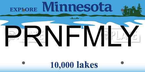 PRNFMLY Minnesota License Plate