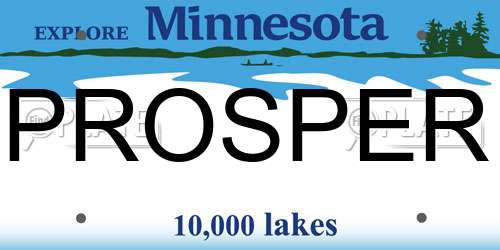 PROSPER Minnesota License Plate