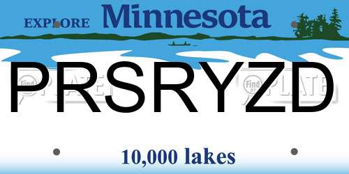 PRSRYZD Minnesota License Plate