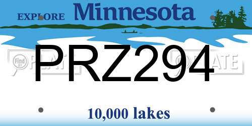 PRZ294 Minnesota License Plate