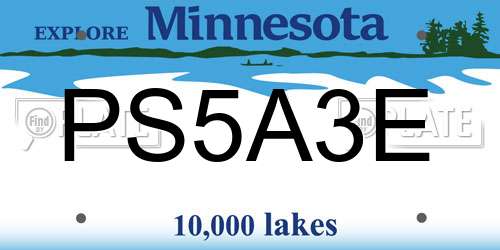 PS5A3E Minnesota License Plate