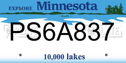 PS6A837 Minnesota License Plate