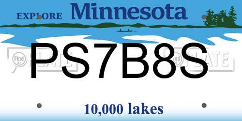 PS7B8S Minnesota License Plate