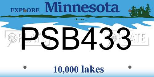 PSB433 Minnesota License Plate