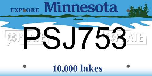 PSJ753 Minnesota License Plate