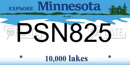 PSN825 Minnesota License Plate