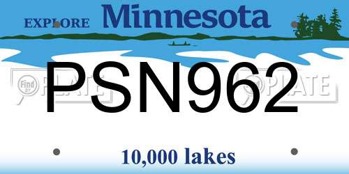 PSN962 Minnesota License Plate