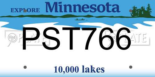PST766 Minnesota License Plate