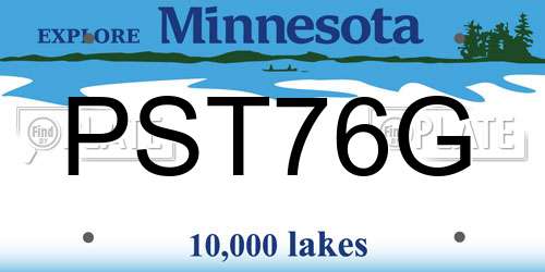 PST76G Minnesota License Plate