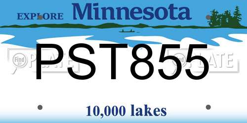 PST855 Minnesota License Plate