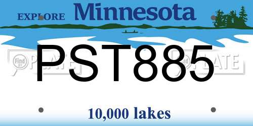 PST885 Minnesota License Plate