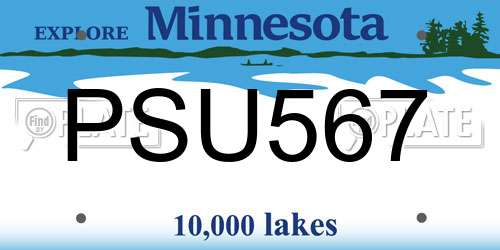 PSU567 Minnesota License Plate