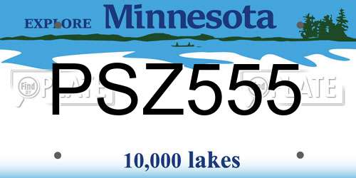 PSZ555 Minnesota License Plate