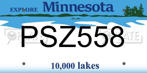 PSZ558 Minnesota License Plate