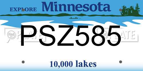 PSZ585 Minnesota License Plate