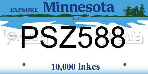 PSZ588 Minnesota License Plate