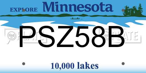 PSZ58B Minnesota License Plate