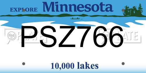 PSZ766 Minnesota License Plate