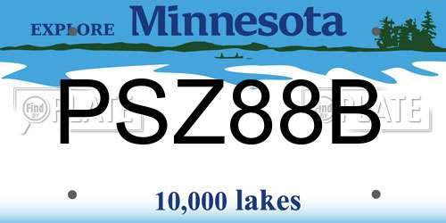 PSZ88B Minnesota License Plate