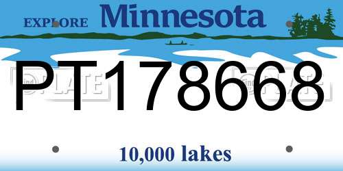 PT178668 Minnesota License Plate