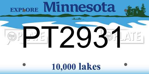 PT2931 Minnesota License Plate