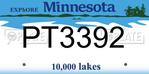 PT3392 Minnesota License Plate