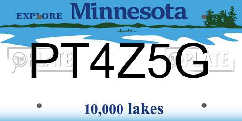 PT4Z5G Minnesota License Plate