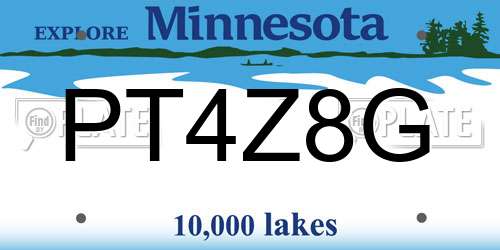 PT4Z8G Minnesota License Plate