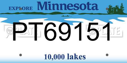 PT69151 Minnesota License Plate