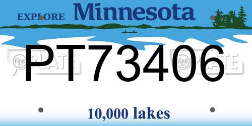 PT73406 Minnesota License Plate