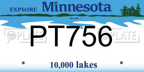 PT756 Minnesota License Plate
